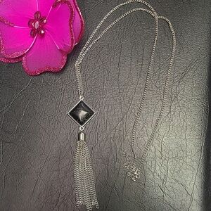 Toni black tassled necklace